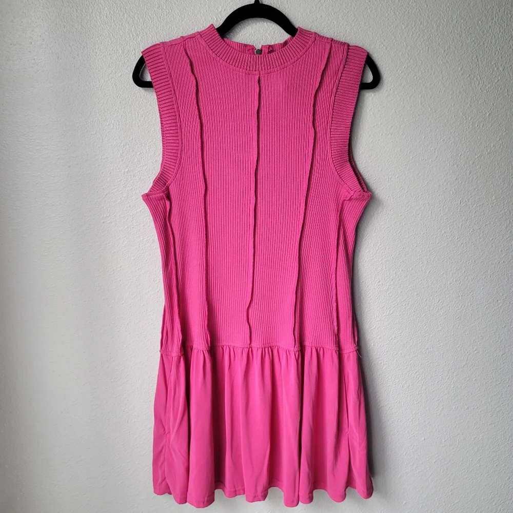 Daily Practice NWT Buzzer Beater Sleeveless Mini Dress Size Medium Magenta Pink - Picture 4 of 11